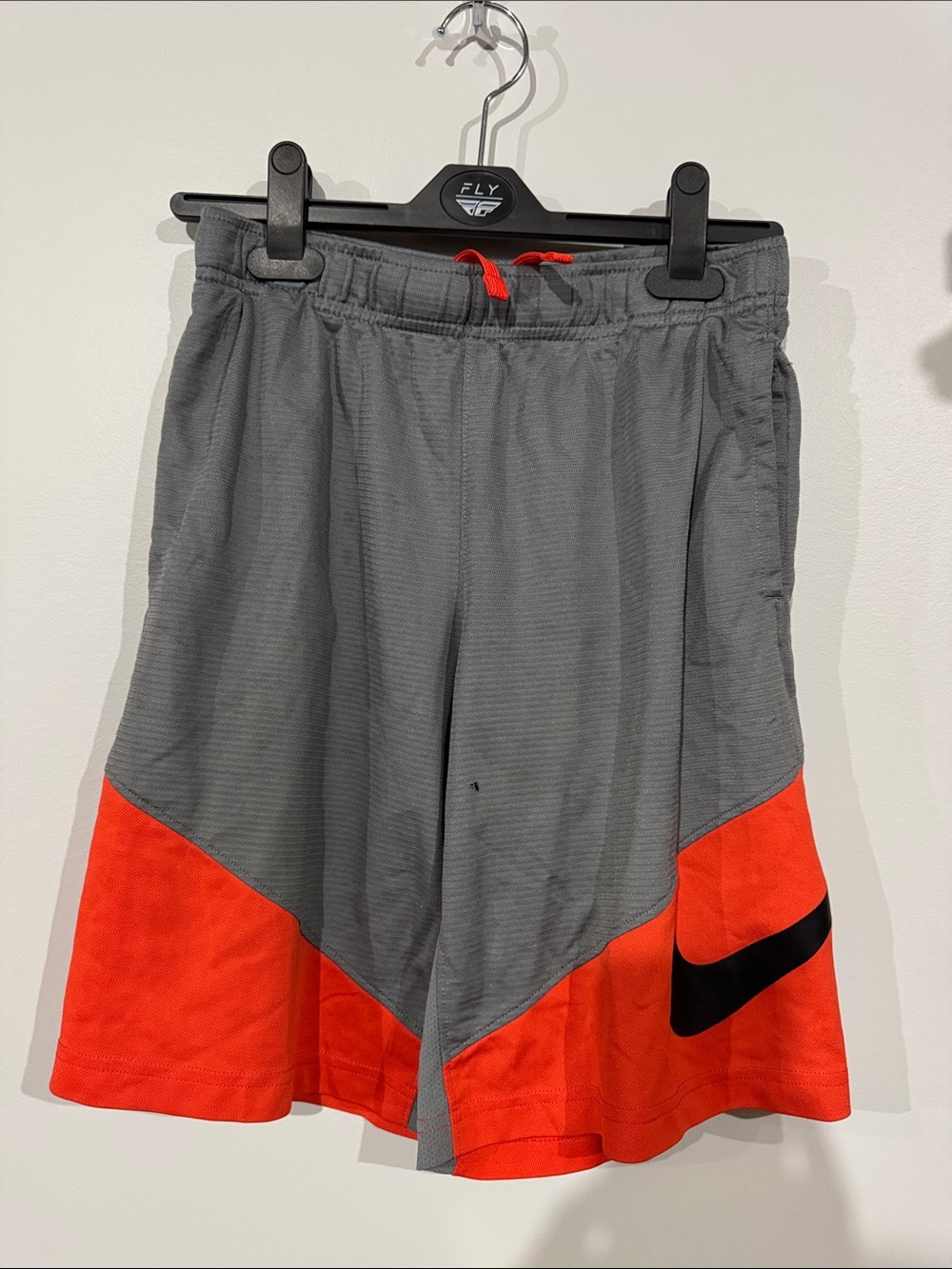 Nike kids Gray and orange Athletic Shorts with Black Swoosh